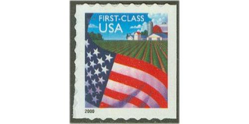 #3450 Flag over Farm, Self-adhesive Die-cut 8 ATM Booklet Single