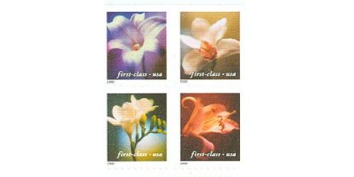 #3457b Flowers, Pane of Four From Vending Book
