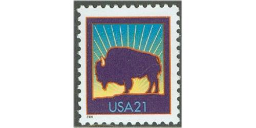 #3467 Bison, Water-Activated Sheet Stamp