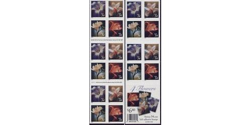 #3490e Flowers, Double-sided booklet pane of 20