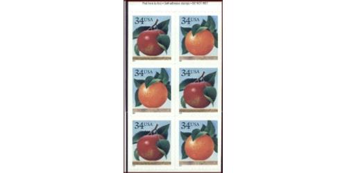 #3494c Apple & Orange, Pane of Six