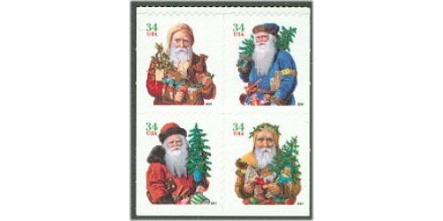 #3537b-40e Santas, Set of Four Singles, Large Date