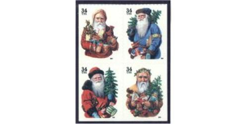 #3537a-40a Santas, Set of Four Singles, Small Date