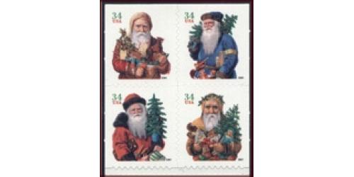 #3544a Santas, Block of Four from Vending Book