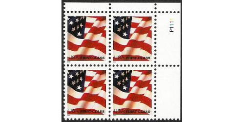 #3620 Flag, Plate Block of Four
