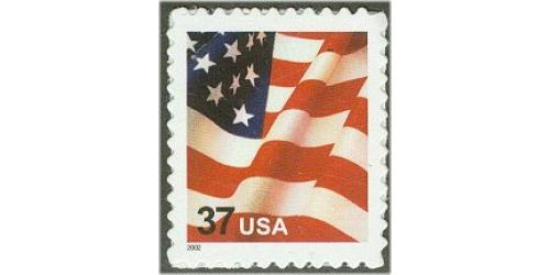 #3630 USA & Flag, Single Self-Adhesive from Sheet of 20