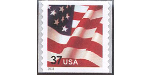 #3632A USA & Flag, Coil Die-cut 10¼