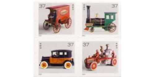 #3645g Antique Toys, Block of Four from Double-sided Pane of 20