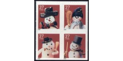 #3687a Snowman, Block of Four from Convertible Book