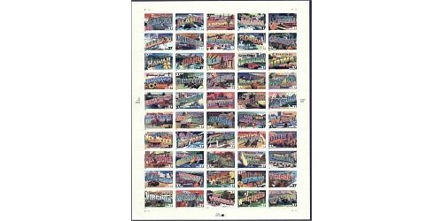 #3696-3745 Greetings from America 37¢ Sheet of 50 Stamps