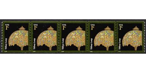 #3758A Tiffany Lamp, "2008" PNC Strip of 5, #S11111