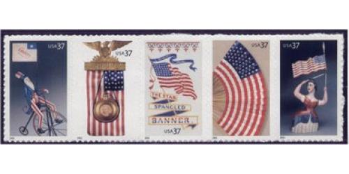 #3780a Old Glory, Strip of Five