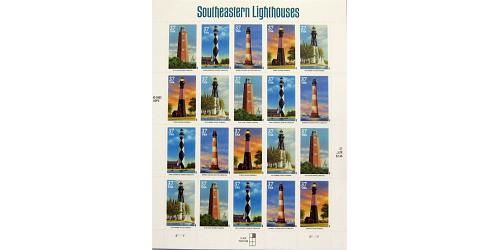 #3787-91 Lighthouses, Sheet of 20, Includes #3791b Error Stamp