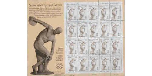 #3087 Olympic Discus, Souvenir Pane of 20