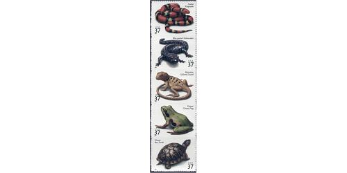#3814-18 Reptiles and Amphibians, Five Singles