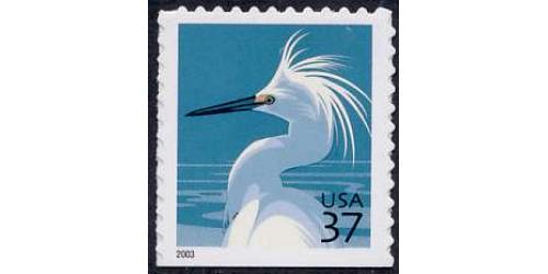 #3830D Snowy Egret, Booklet Single with USPS Microprinting