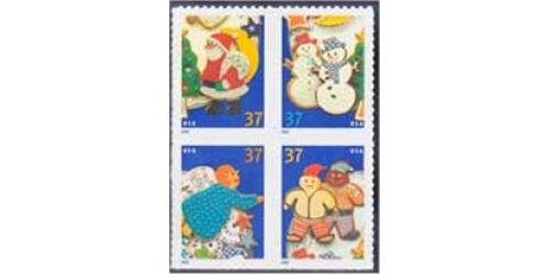#3952a Holiday Cookies, Block of Four from Sheet of 20