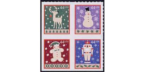 #4432a Winter Holidays, Block of Four from ATM Booklet