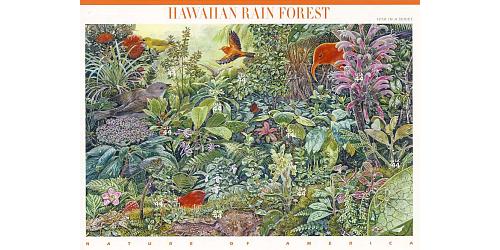 #4474 Hawaiian Rain Forest, Nature of America Souvenir Sheet of Ten