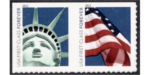 #4519a Statue of Liberty & Flag Stamps, Pair from ATM Pane