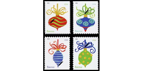 #4575-78 Holiday Baubles, Sennett Printing, Set of Four Singles