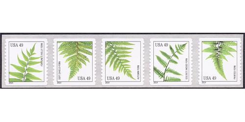 #4848-52 Ferns 49¢, Set of Five Singles
