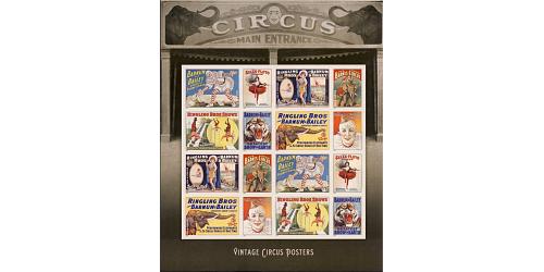 #4898-4905 Circus Posters, Souvenir Sheet of 16