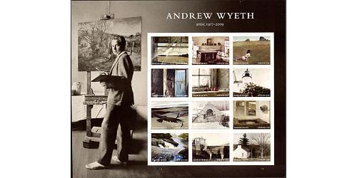 #5212 Andrew Wyeth, Artist, Souvenir Sheet of 12