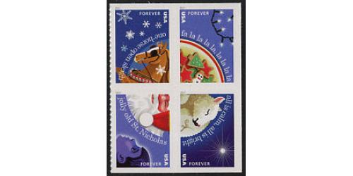 #5250a Christmas Carols, Block of Four