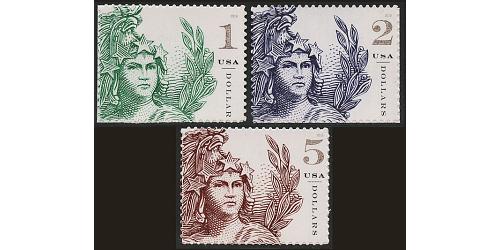 #5295-97 $1, $2, $5 Statue of Freedom, Set of Three