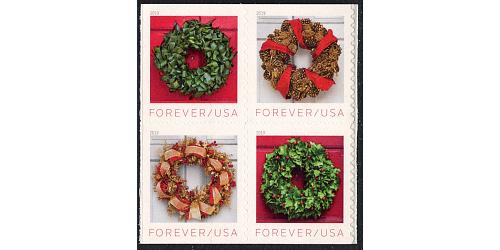 #5427a Christmas Wreaths, Block of Four