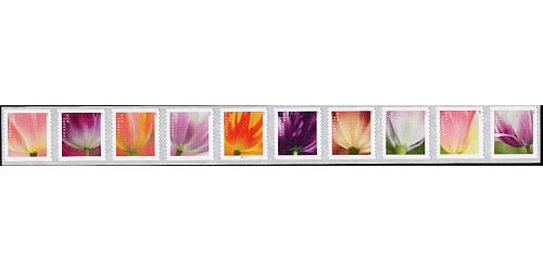 #5776a Tulip Blossoms, Strip of Ten Coil Stamps