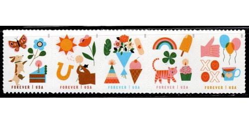 #5807b Thinking of You, Horizontal Strip of Five