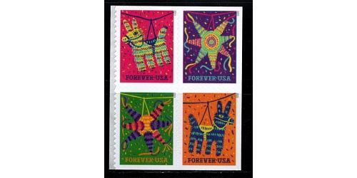 #5815a Pinatas, Booklet Block of Four