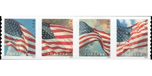 #5874a Four Flags (Time of Day) Coil Strip of Four (APU)
