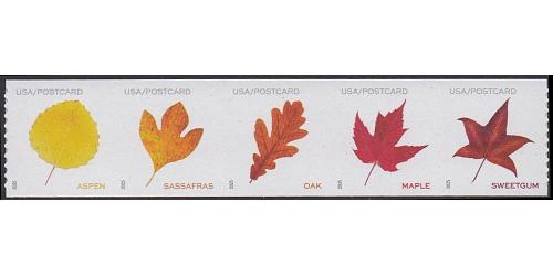 #5971-75 Leaves, Set of Five Coil Single (56¢) (Postcard)