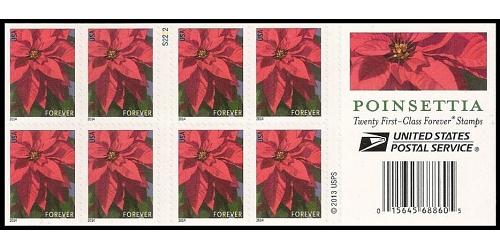 #4816c Poinsettia Forever Booklet of 20 #S2222 2014 Date