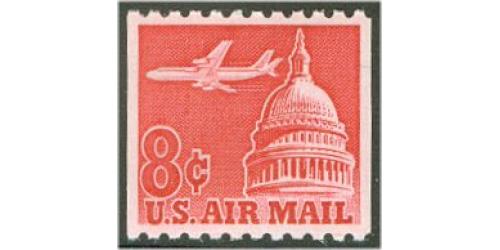 #C65 8¢ Carmine Plane & Capitol, Coil