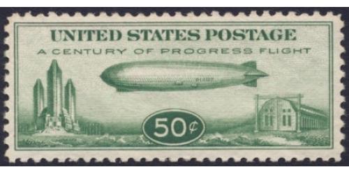 #C18  50¢ Graf Zeppelin, Green, F-VF NH
