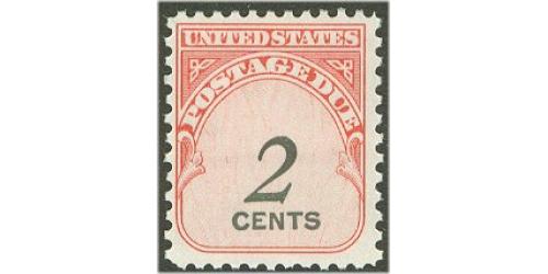 # J90 2¢ Postage Due, Shiny Gum