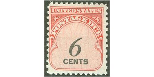 # J94 6¢ Postage Due, Shiny Gum