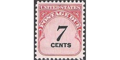 # J95 7¢ Postage Due, Shiny Gum