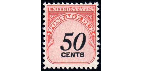 # J99 50¢ Postage Due, Shiny Gum