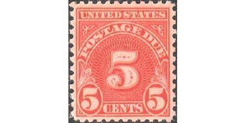 # J83 5¢ Postage Due, Carmine