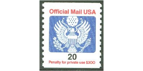 #O138B 20¢ Eagle Coil, Official Mail