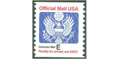 #O140 Official Mail Eagle Coil,  "E" Rate (25¢)