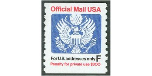 #O144 Official Mail, "F" Rate Coil (29¢)