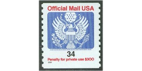 #O158 34¢ Official Mail, Great Seal Coil