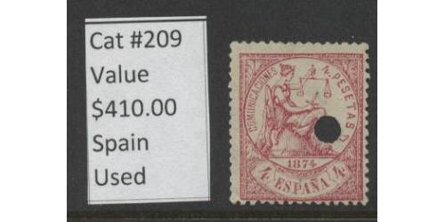 #209 Spain, Used, Catalog Value $410.00