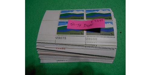 *50 Assorted Plate Number Blocks, With Some Duplicates